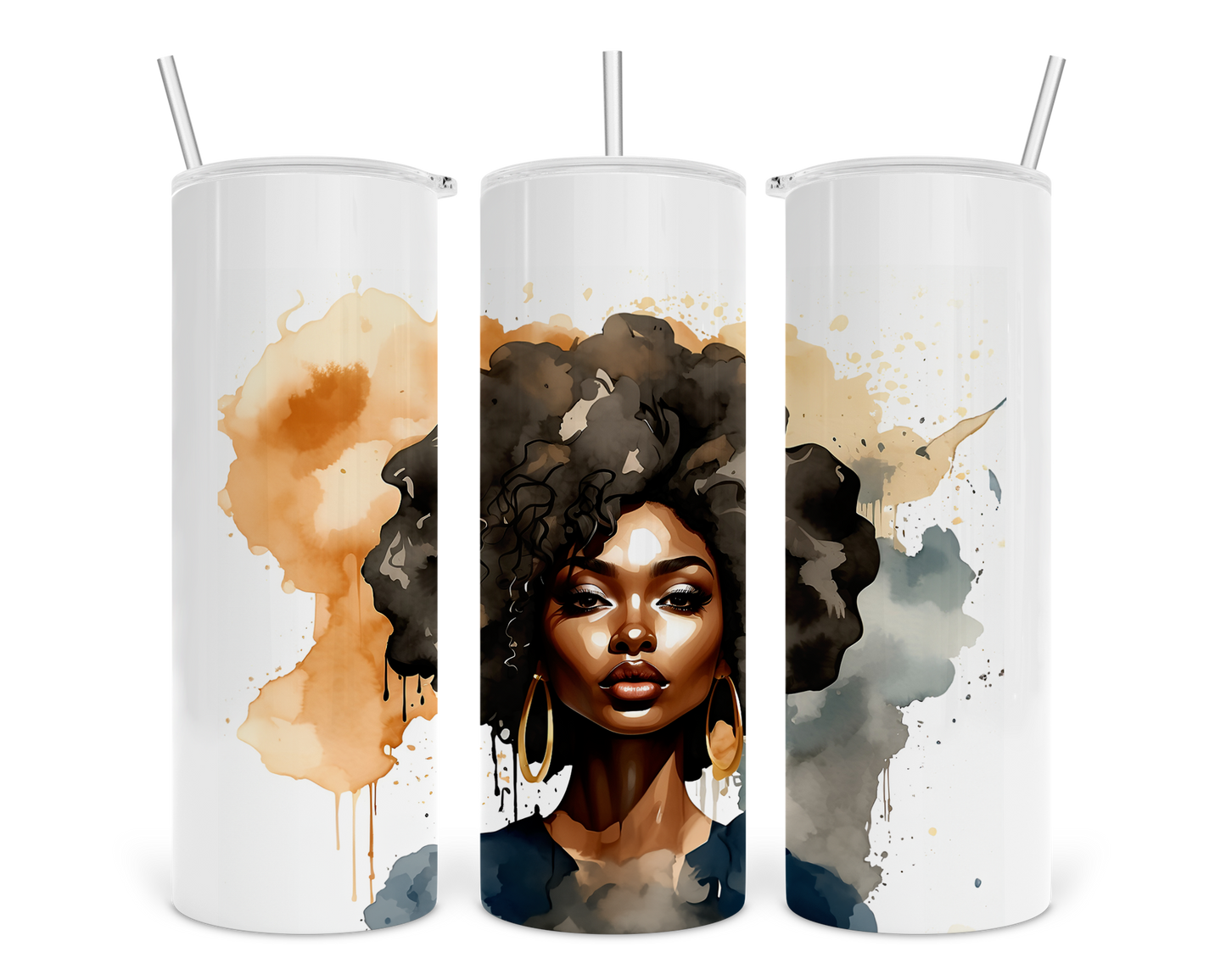 Black Woman Watercolour Splash Design Multiuse - Transparent PNG