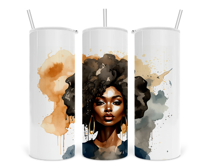 Black Woman Watercolour Splash Design Multiuse - Transparent PNG