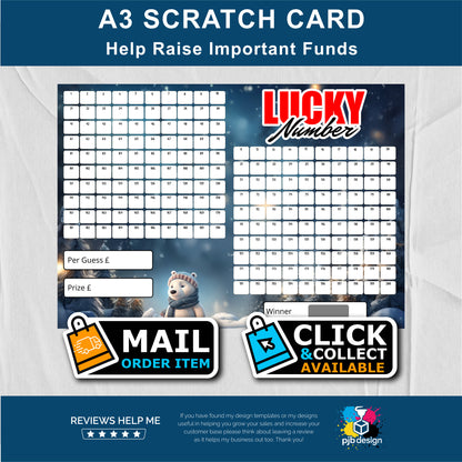 Festive Guess The Number Charity Fund Raising Scratch Card - A3 Fund Raising Product