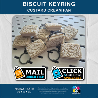 Biscuit Lovers Ideal Gift / Choice of Colours Custard Cream Keyring- 3D Printed Gifts