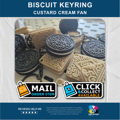 Biscuit Lovers Ideal Gift / Choice of Colours Custard Cream Keyring- 3D Printed Gifts