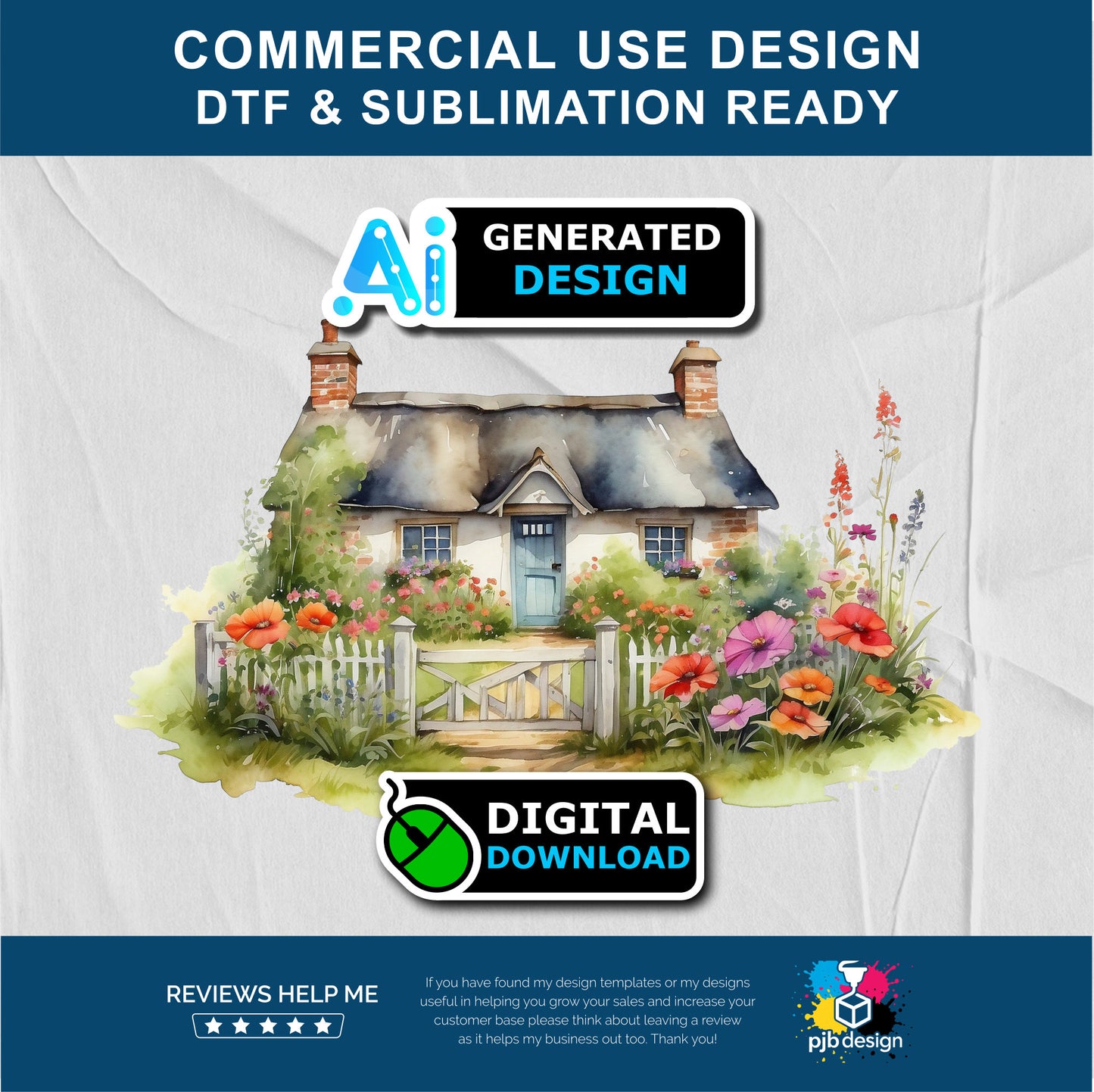 Old Cottage with Gate and Wildflowers Themed Multiuse Design Edited Ai Generated Art 3