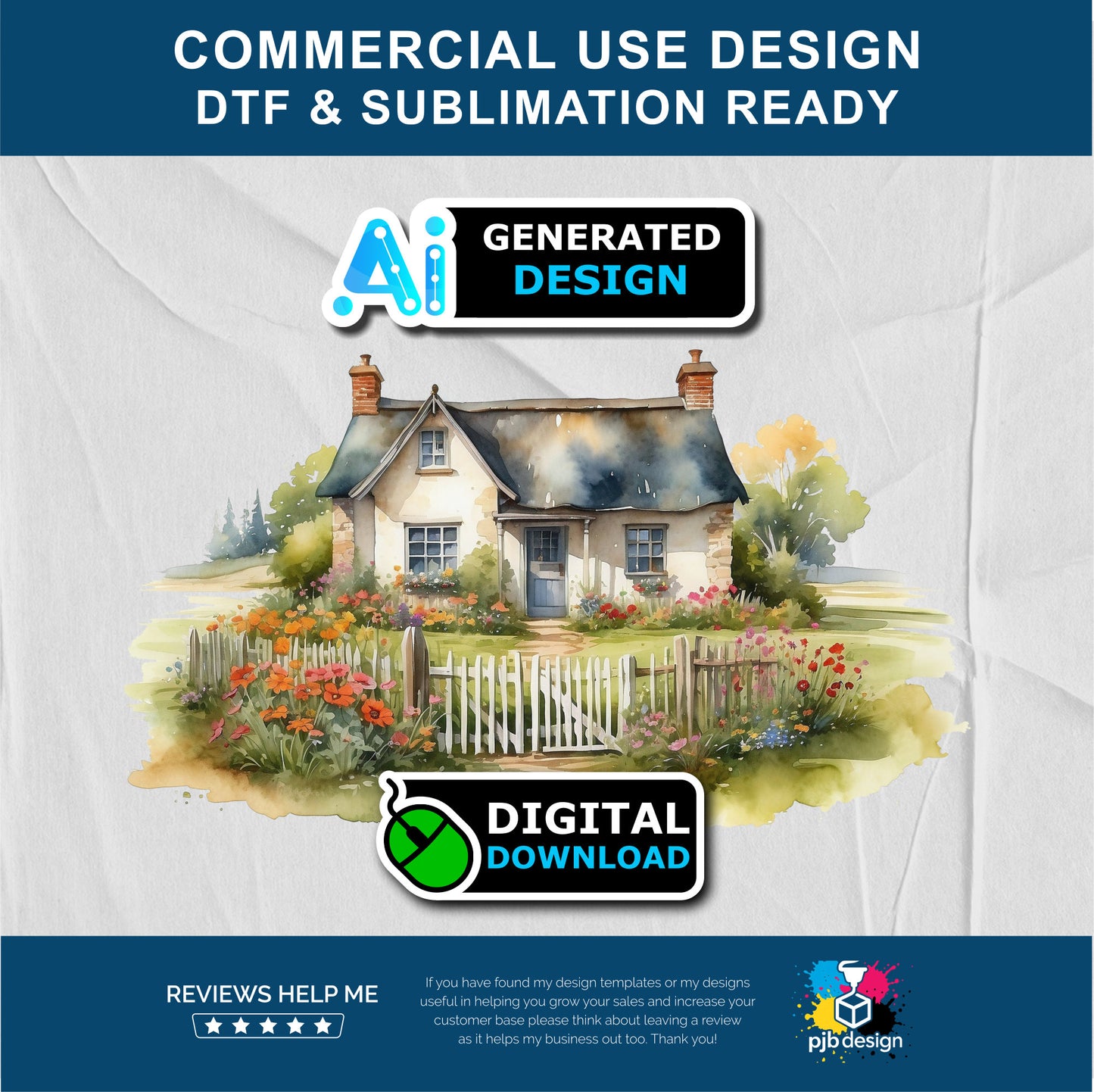 Old Cottage with Gate and Wildflowers Themed Multiuse Design Edited Ai Generated Art 4