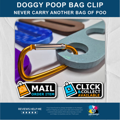 Poo Bag Hands Free Holder - Clips to the Lead - Suitable for Large Dogs Poop
