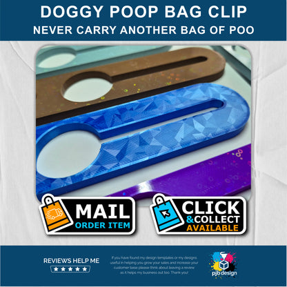 Poo Bag Hands Free Holder - Clips to the Lead - Suitable for Large Dogs Poop