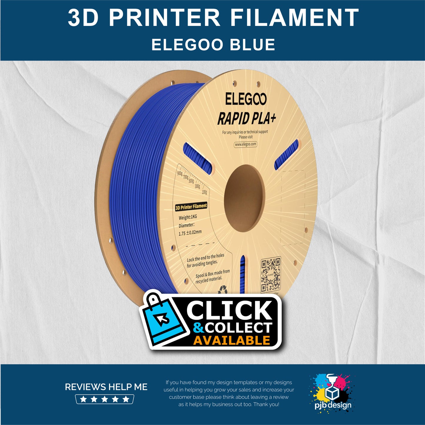 Elegoo Rapid PLA+ Blue - 3D Printer Filament - In Stock Click & Collect
