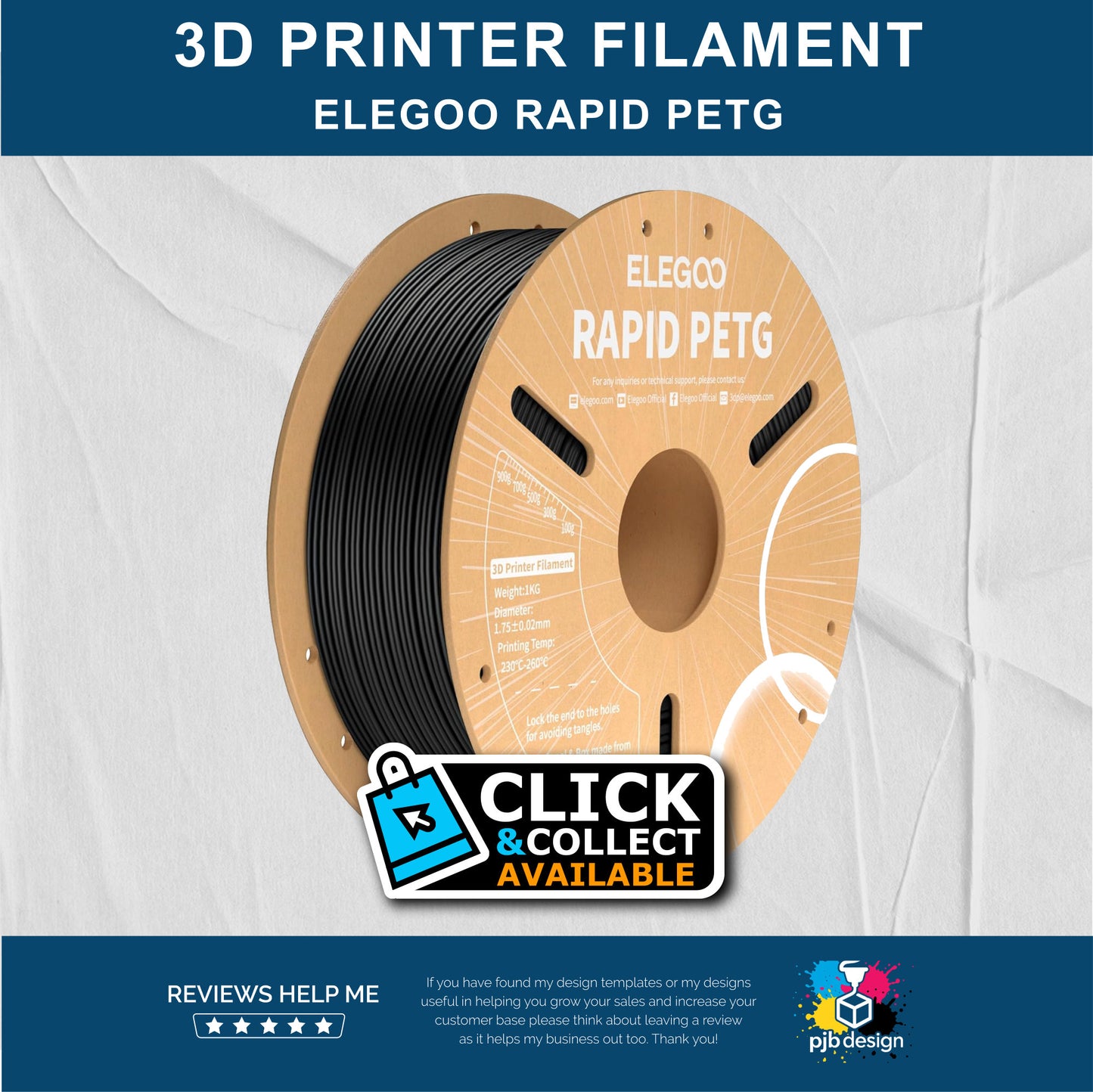 Elegoo HS PETG Black - 3D Printer Filament - In Stock Click & Collect