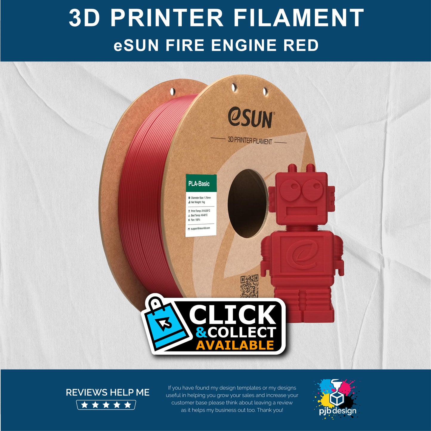 eSUN PLA+ Fire Engine Red - 3D Printer Filament - In Stock Click & Collect