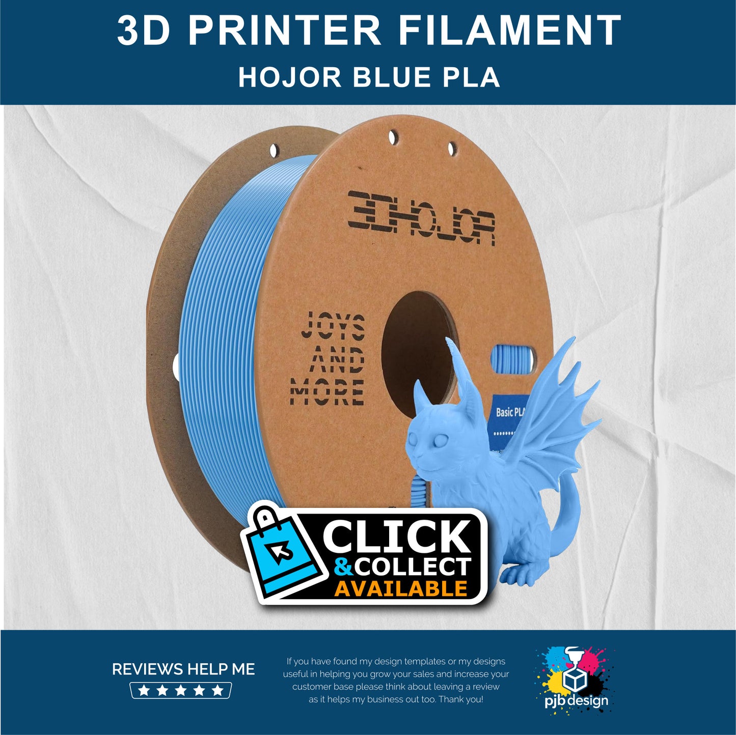 HoJor PLA Light Blue - 3D Printer Filament - In Stock Click & Collect