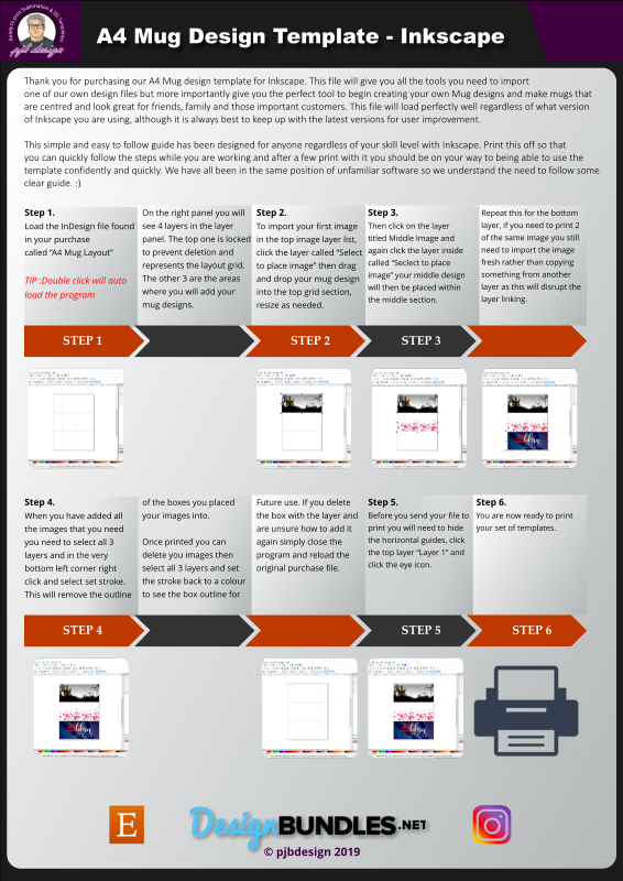Template Box Inkscape Inkscape 11oz Ceramic Mug Layout Design Template - 3 Wraps A4 Page ...