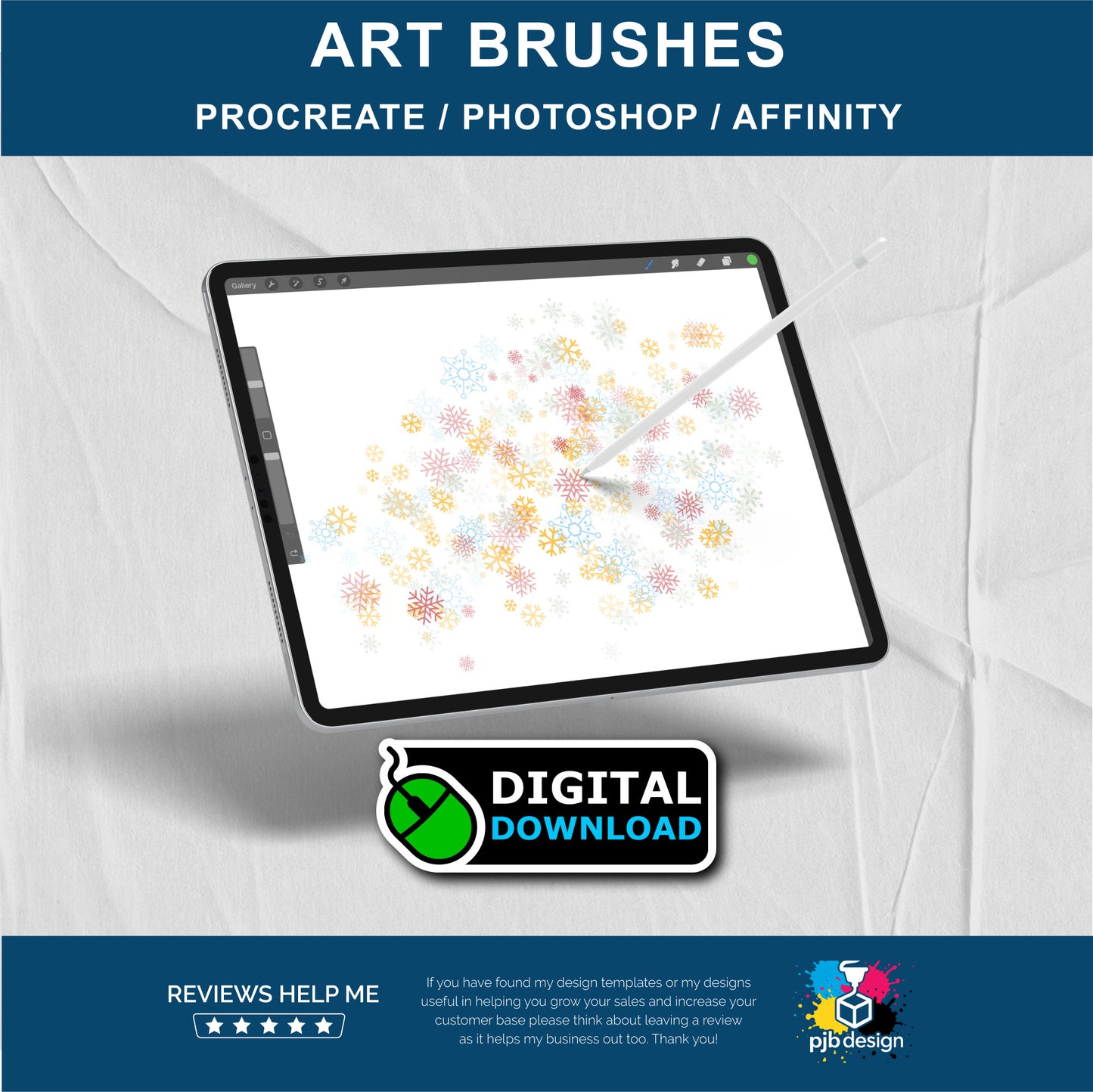 Snowflake Art Brush for Photoshop, Procreate & Affinity Photo