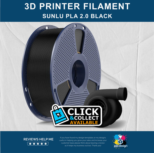 Sunlu PLA 2.0 Black - 3D Printer Filament - In Stock Click & Collect