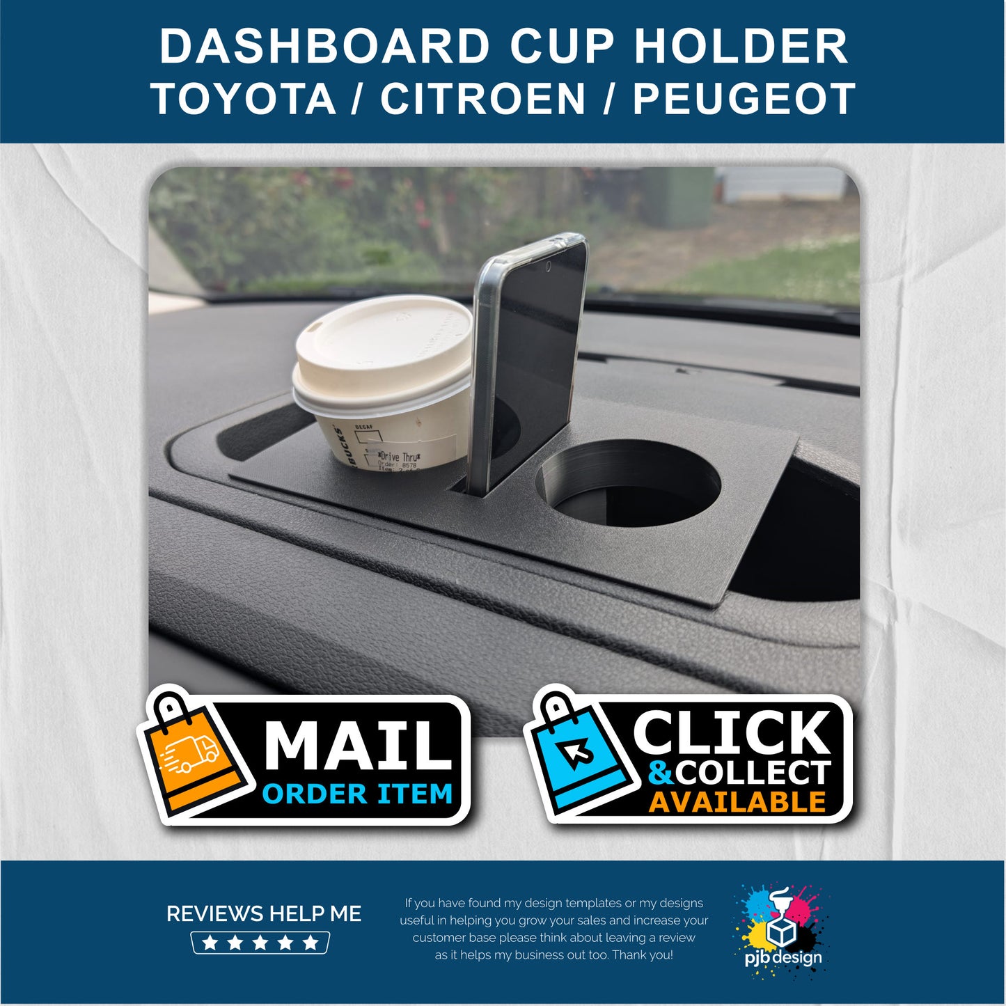 Cup Holder for Toyota Proace Verso, Citroen Dispatch, Peugoet Expert, Fiat Scudo & Vauxhall Vivaro