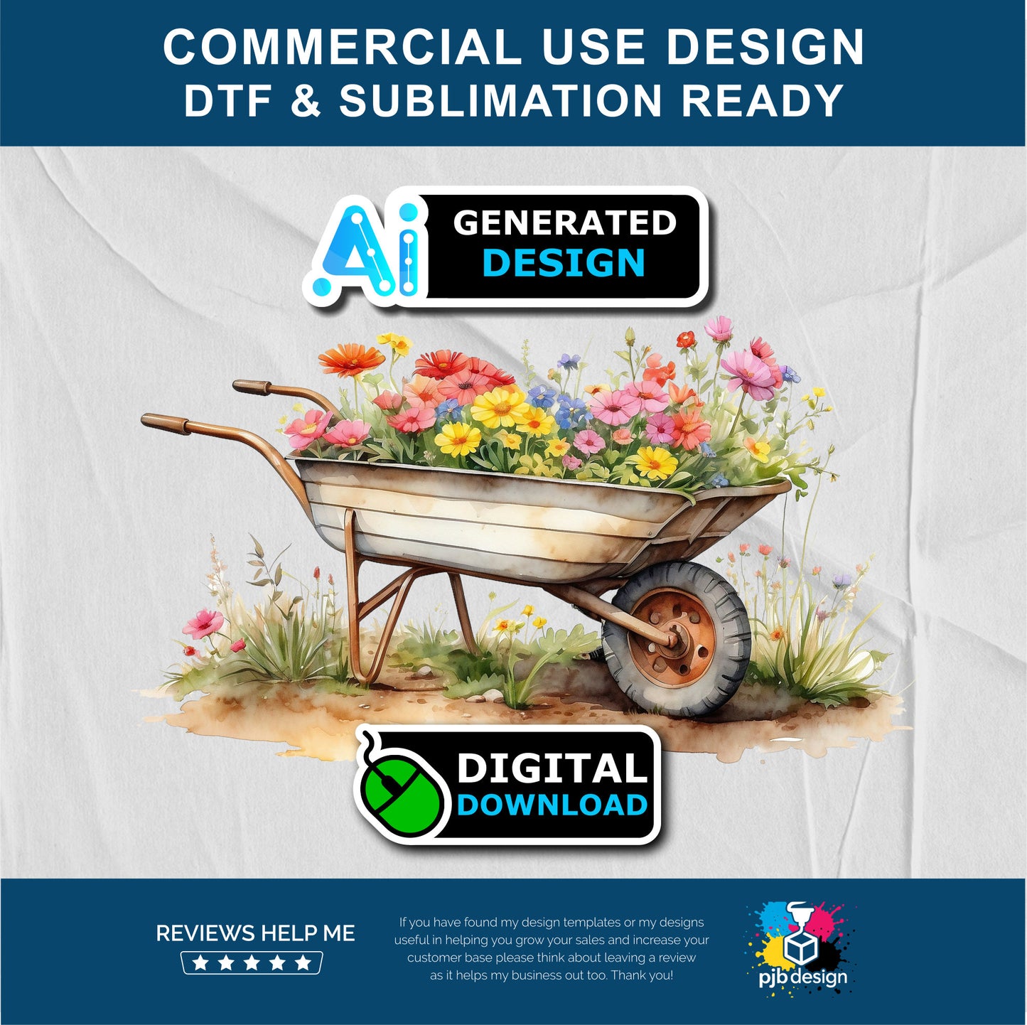 Old Wheelbarrow with Wildflowers Themed Multiuse Design Edited Ai Generated Art 4