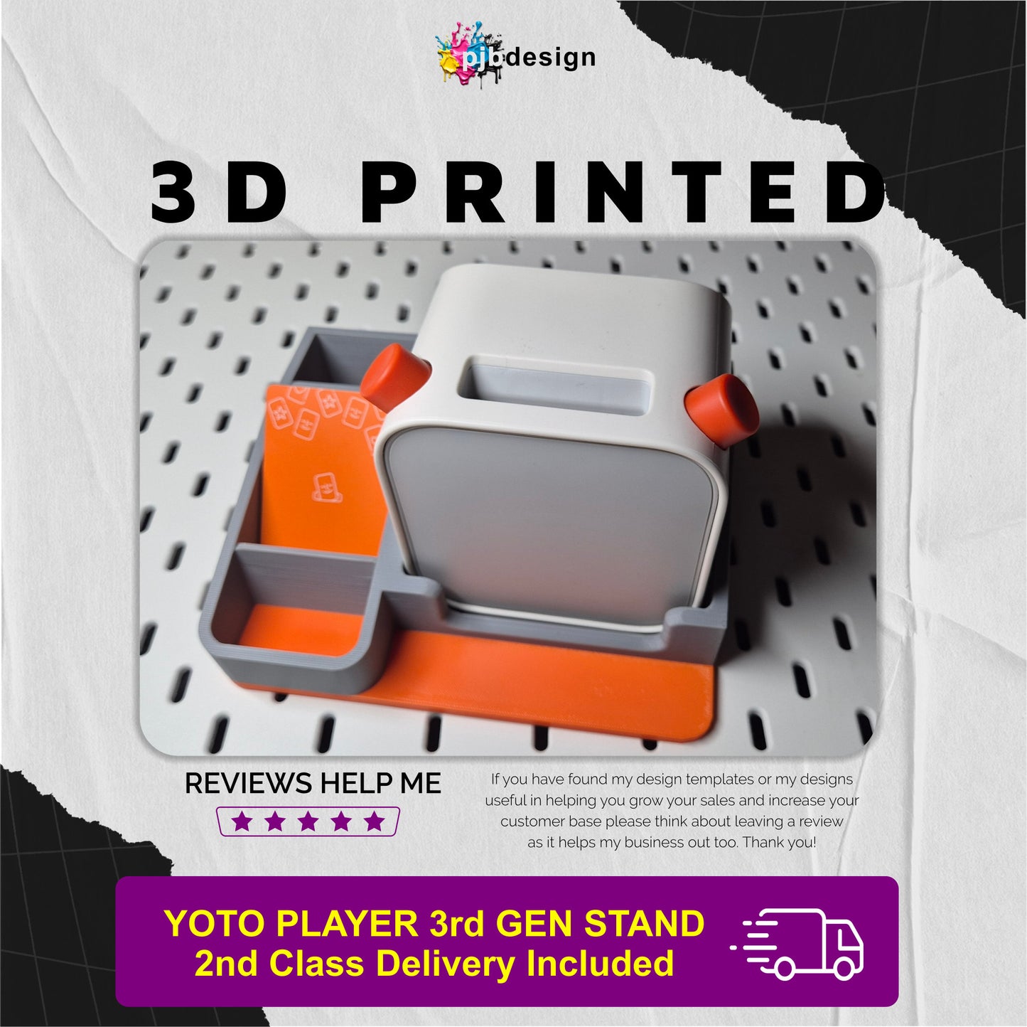 Yoto Player Stand and Story Card Storage / Single or Dual Colour Options - 3D Printed