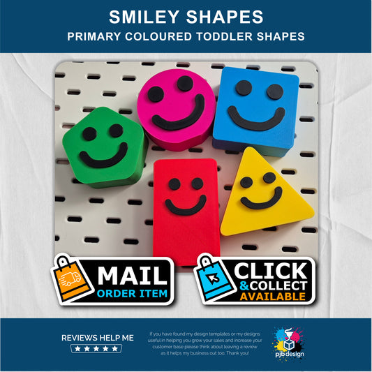 Maker Shapes with Smiley Faces Role Play Toy - Pram Toys Toddler Play Time - Retail 3D Printed