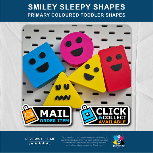 Smiley Sleepy Faced Shapes Role Play Toy - Toddler Play Time - Retail 3D Printed