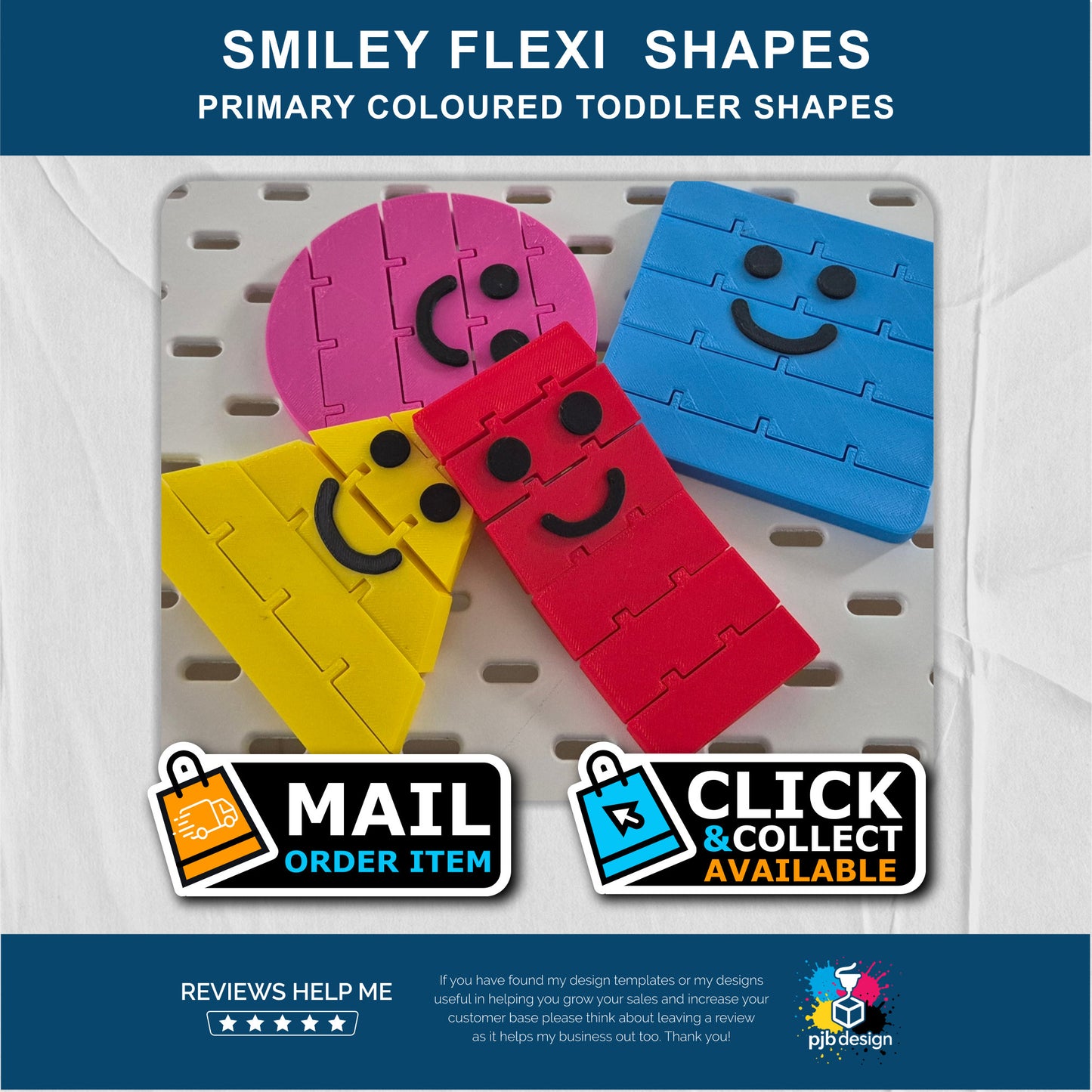 Flexible Maker Shapes with Smiley Faces Role Play Toy - Toddler Play Time - Retail 3D Printed
