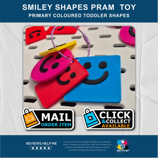 Smiley Shapes Pram Toy - Toddler Toy - Retail 3D Printed